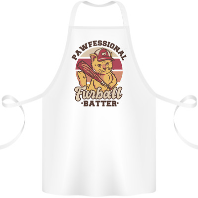 Furball Batter lustige Katze Baseball Humor Baumwolle Schürze 100% Bio