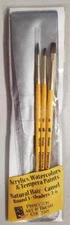 Princeton Art & Brush 3 Piece Natural Hair Camel Paint Brush Set and Case