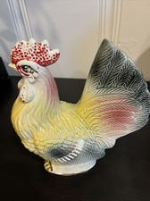 Vintage Antique Farmhouse Painted Rooster Figurine Ceramic Collectible