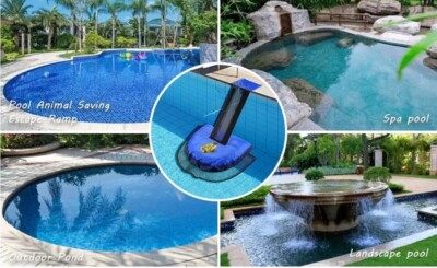 1/2x Animal Saving Escape Ramp Swimming Pool Floating Pad Rescue For Frog Turtle