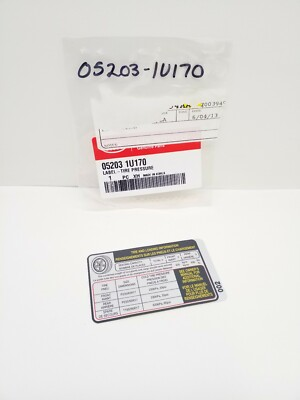 #ad 05203 1U170 Kia Tire Pressure Label 2009 To 2012 Sorento $6.83