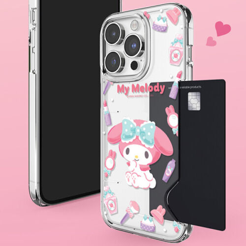 My Melody Clear Card Hard Case for iPhone 15 14 Pro Pro Max Plus Korea made - Afbeelding 1 van 17