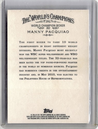2011 Topps Allen & Gingers Manny Pacquiao 🥊🥊 #262 - Picture 2 of 2