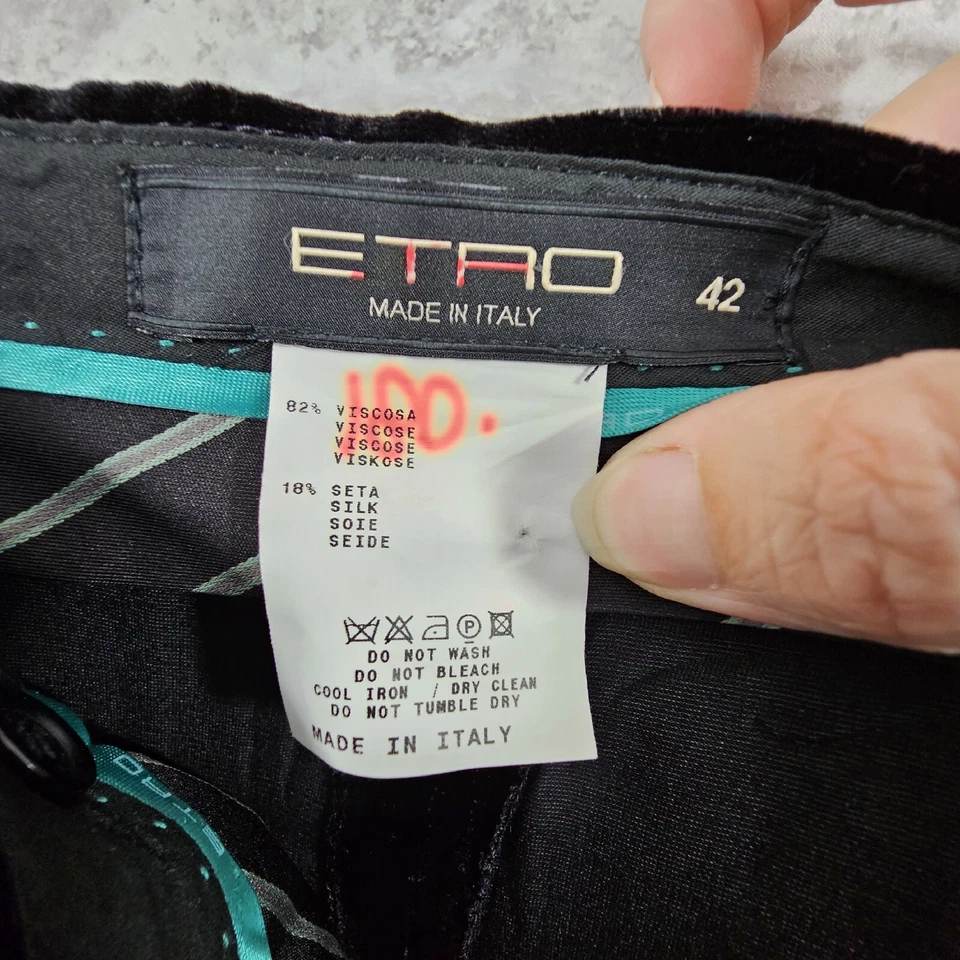 Pantalones Etro Italia Mujer Mezcla Seda Italia Talla 42 EE. UU. Talla 12 Negro Foto 4 de 4