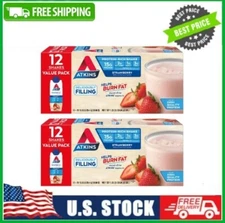 2 Pack Atkins Protein Shake, Strawberry, Keto Friendly, 15g of Protein, 12 Ct