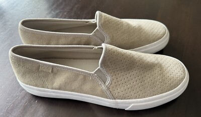 EUC Keds Double Decker Perf Suede Slip On Womens Gray Sneakers