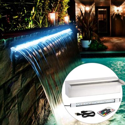 Lighted Waterfall Pool Fountain Colorful Lights LED Fish Ponds Aquariums  24