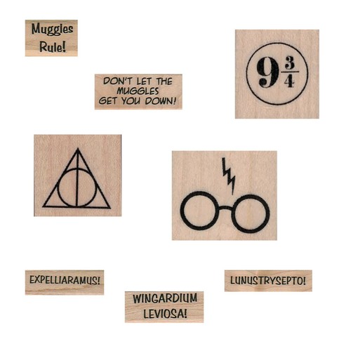 Set of 8 Harry Potter RUBBER STAMPS, Harry Potter Spells, Harry Potter ...