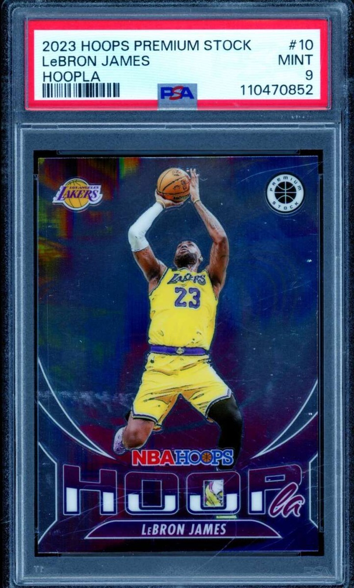 LeBron James Card 2023-24 Hoops Premium Stock Hoopla #10 PSA