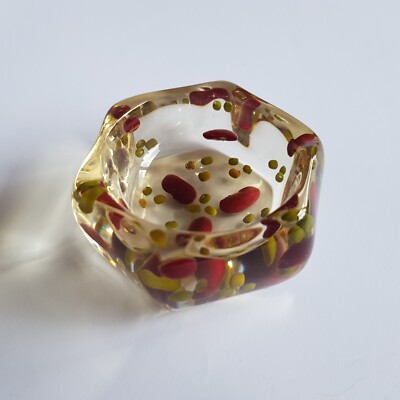 Plexiglas Kunststoff Gewürz Schmuck Schale Vintage eingebettet Lima Mungobohnen