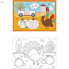 Thanksgiving Fall Fun Party Placemat Fun Kids Activity Kit 8 Ct 2 sided