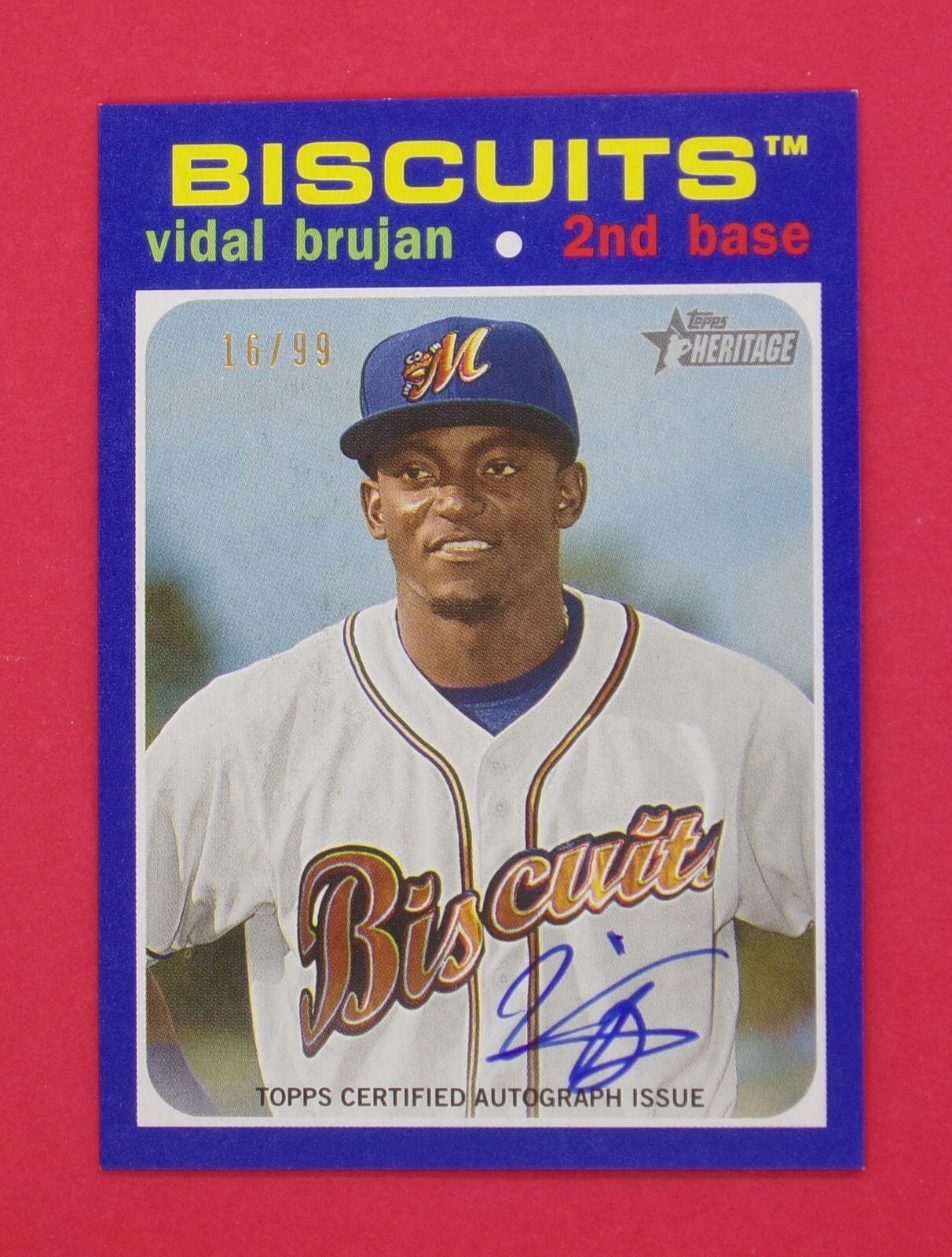 2020 Topps Heritage Minors Vidal Brujan 16/99 Real One Autographs Blue #ROAVB
