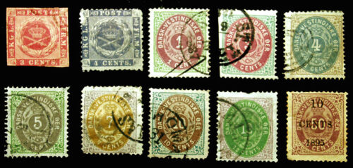 Danish West Indies #2-#15 Nice Early Lot 1866-95  - Picture 1 of 1