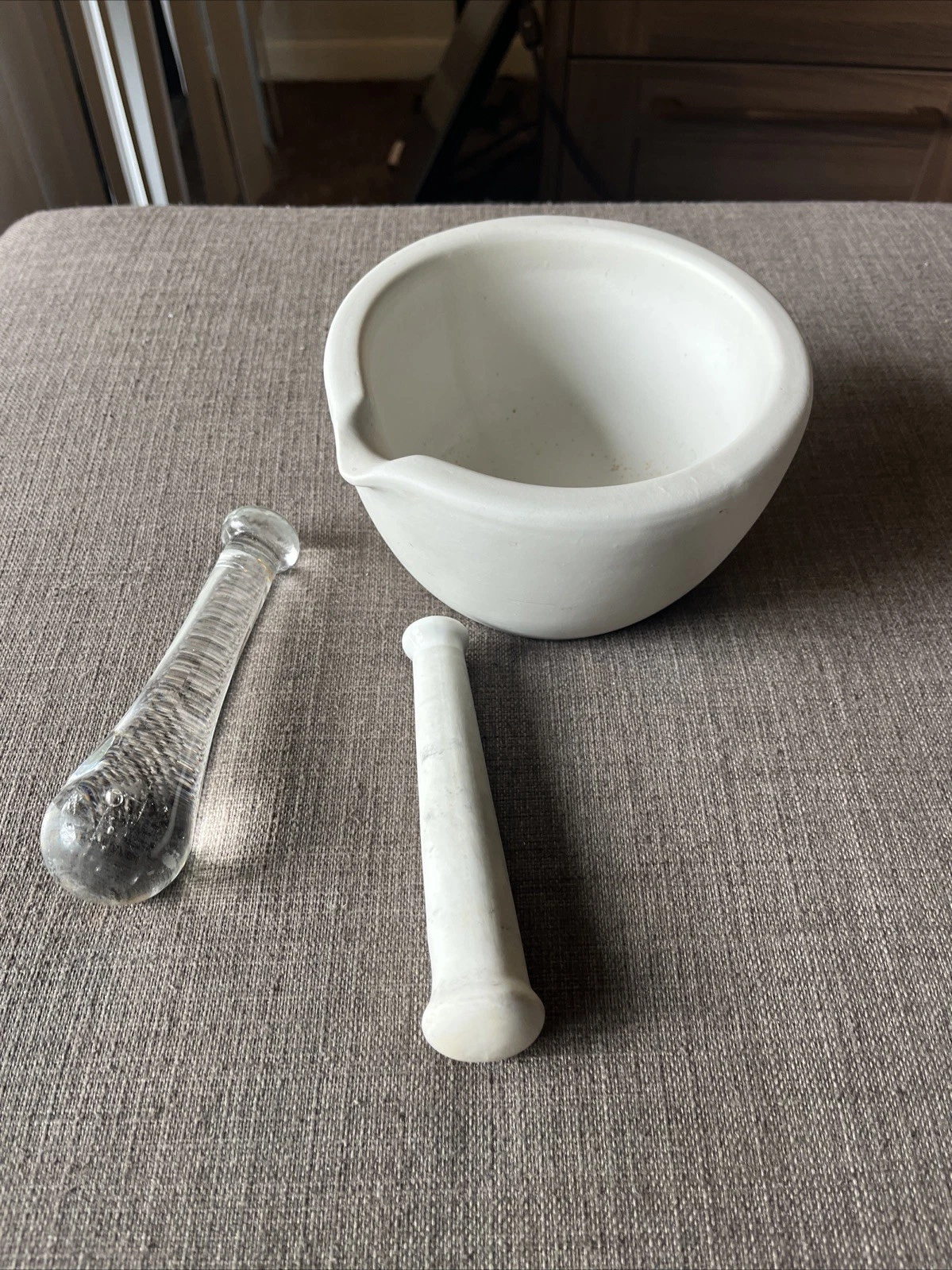 VTG STANDARD TRENTON Large Mortar & Pestle Set Acid Resisting USA Apothecary