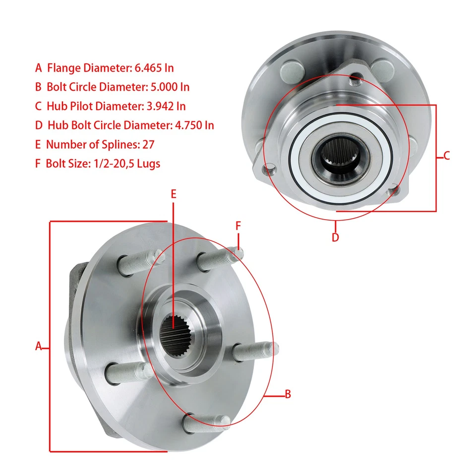 Pair For Jeep Grand Cherokee 1999 - 2004 Front Wheel Bearing and Hubs Assembly - Изображение 2 из 4