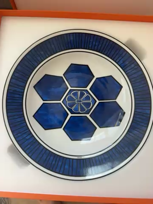Hermes Bleus D'Ailleurs Large Deep Platter Blue Plate Dish China