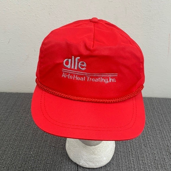 Vintage Alfe Al-fe Heat Treating Snapback Hat Baseball Cap Red Sheer Mens OSFA
