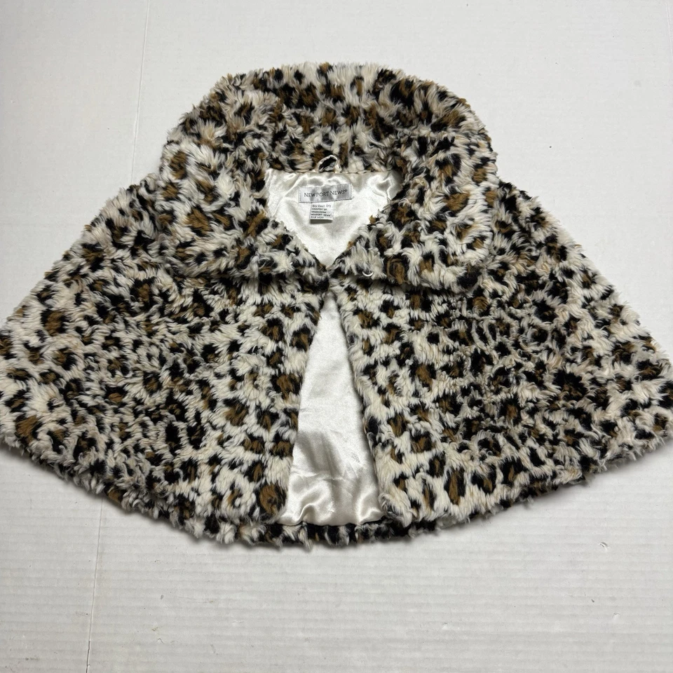 Винтажный Newport News леопард печать искусственного меха плащ. С подкладкой. Размер: маленький - Изображение 3 из 4