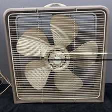 REMINGTON Vintage Metal Box Fan  Electric 2 Speed 5  Blade  1950s 20”
