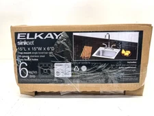 Elkay Top Mount Single Bowl Bar Sink with Faucet and Strainer 15 inch New