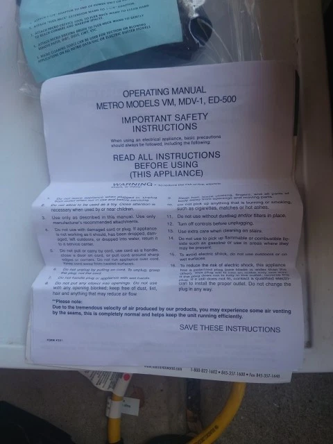 Metro ED500 DataVac 500 Watt 4.0 AMPS 120V Electric Blower Duster Complete!!!!!! - Image 4 of 4