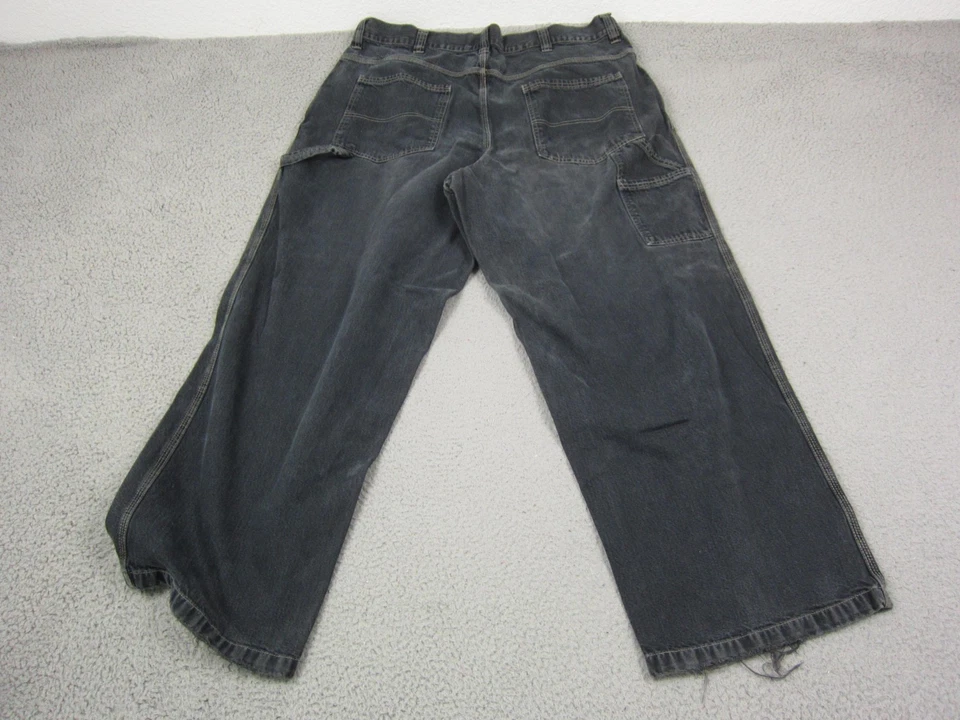 Pantalones de mezclilla holgados vintage Route 66 para hombre 42 x 32 negros carpintero garra cremallera años 90 Foto 2 de 4
