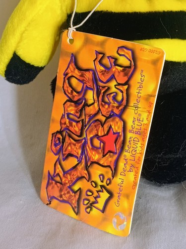 Grateful Dead King Bee 7" Bean Bear Plush Stuffed Animal Liquid Blue Tag - Picture 5 of 6