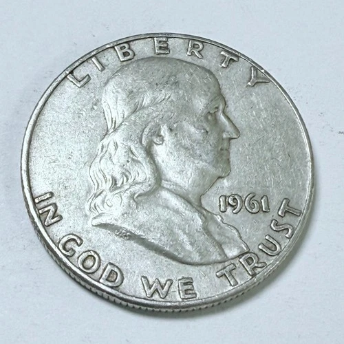 1961 D Franklin Half Dollar Fine 90% Silver Very Fine Condition #4498