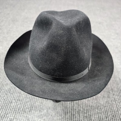 Lock & Co Hatters Hat Fedora Fitted Mens 7 1/8 Black Fur Felt Formal Dress