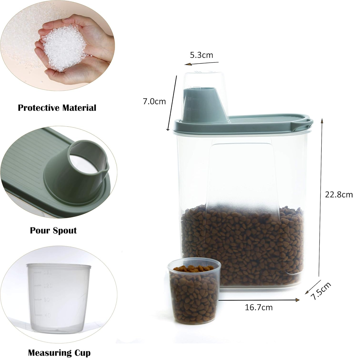 2 Pack Dog Food Storage Container Airtight Cat Pet Food Storage Container with M view 2