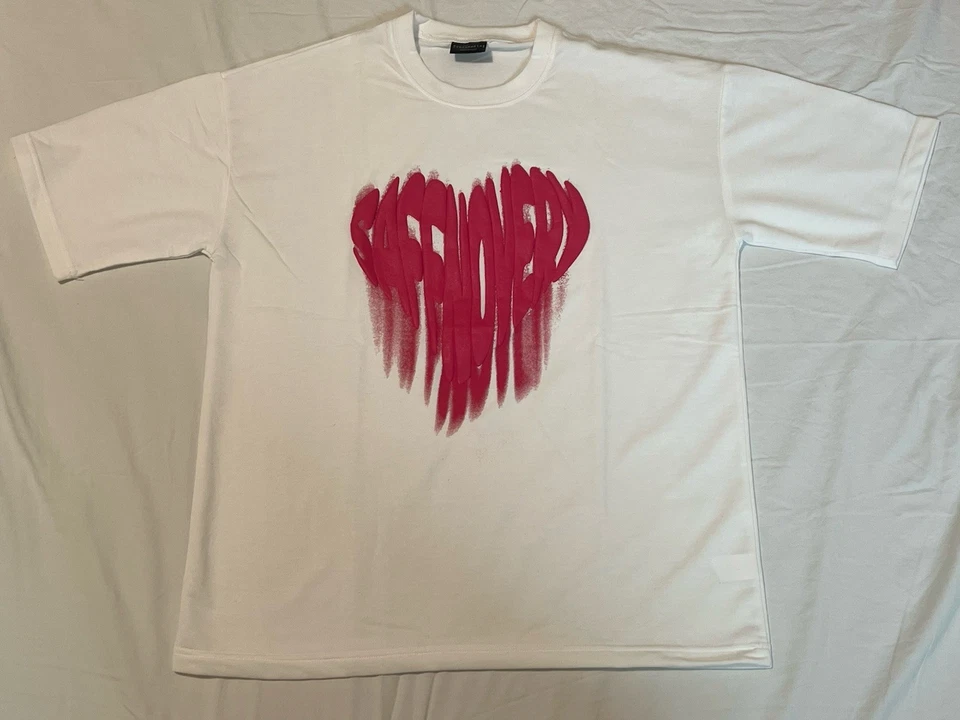 Унисекс Streetwear футболка неоновый розовый абстрактный графический принт, смелое заявление, белый - Изображение 4 из 4