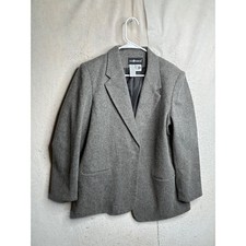 Sag Harbor Vintage Gray Wool Blend Single Button Blazer Jacket Size 14 F23000