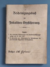 INVALIDEN VERSICHERUNG BESCHEINIGUNGSBUCH V von 1900