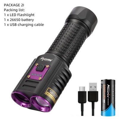 2in1 20W UV White light High Power Flashlight 365nm USB Charging Blacklight