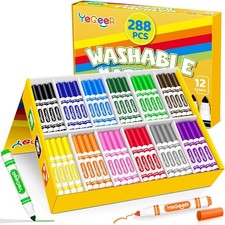 YEER Washable Markers Bulk, 12 Assorted Colors, Washable Markers for
