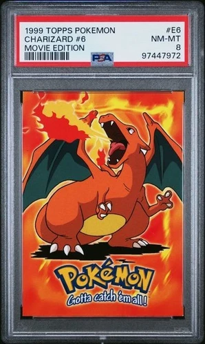 Pokemon 1999 TOPPS Charizard #6 PSA 8 Movie Edition Near Mint- Mint