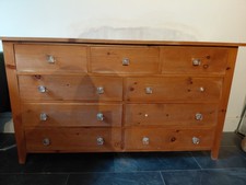 Solid Pine 9 draw hand made chest of draws. Pre-loved. 150 w 85 h 46 d