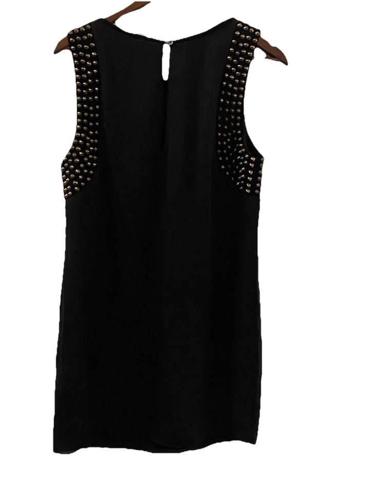 Haute Hippie spiked studded silk leather Trim dress Women’s Size Medium - Image 2 of 4