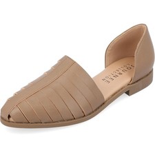 Journee Collection Women Anyah Slip On Two Piece Flats Size US 10M Taupe Brown