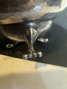 Georg Gensen  Antique blossom Sterling Silver Creamer & hand hammered Waste Bowl