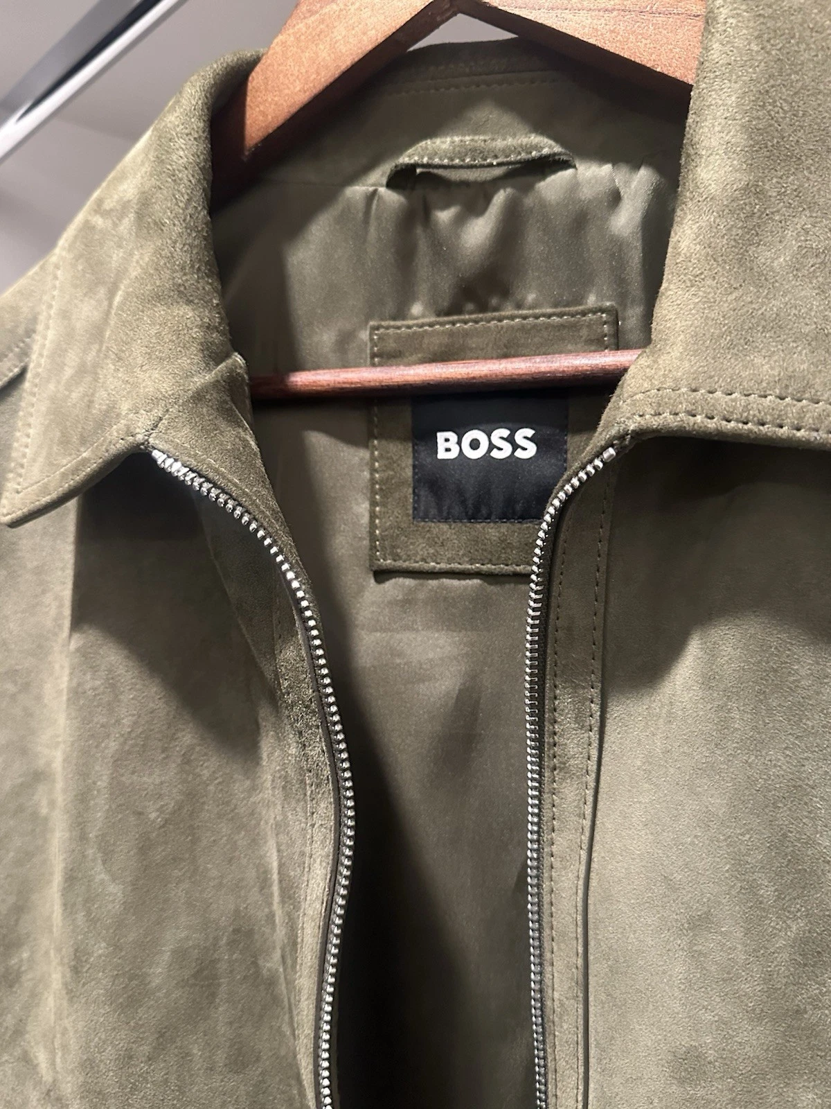 BOSS Light Green authentic Suede Zip Jacket Mens 38R image 2