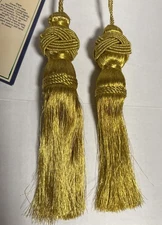 1 Pair Ex-Large Curtain Tassel Tie-Backs Classic Traditional Gold Handmade VTG