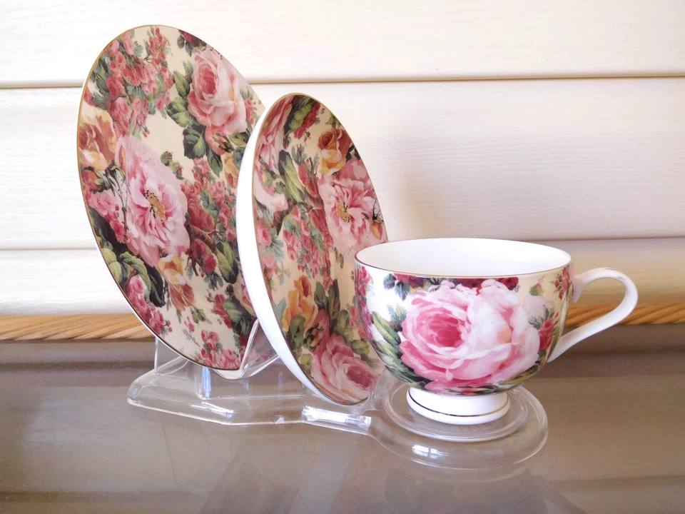 Maxwell & Williams "Rambling Rose" Trio Fine Bone China 2002 New Unused Boxed. - image 2 of 4