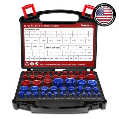Detachable 52pc Thread Checker & Gauge Set - Quick Size Finder for Tight Spaces