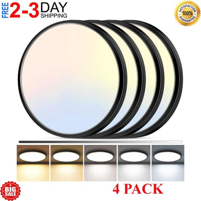 #ad #ad 4 Pack 12 Inch 5CCT LED Ceiling Light Flush Mount Dimmable Fixture Black 3200LM $57.99