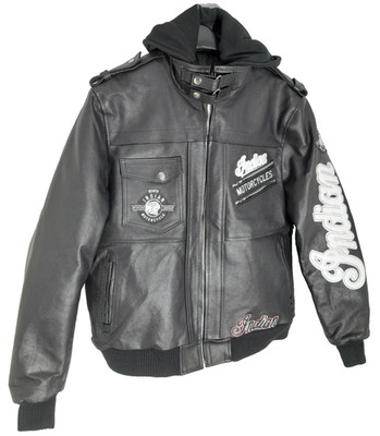 Indian Motorcycles Herren Lederjacke schwarz mit Kapuze Größe L, nur einmal getragen