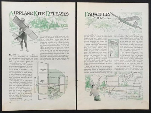 Airplane Kite Releases Parachutes 1930 HowTo Build PLANS