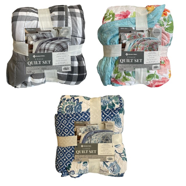 Member's Mark 3-Piece Quilt Set Oversized 90" x 96" Includes 2 Shams Member's Mark 3-Piece Quilt Set Oversized 90" x 96" Includes 2 Shams