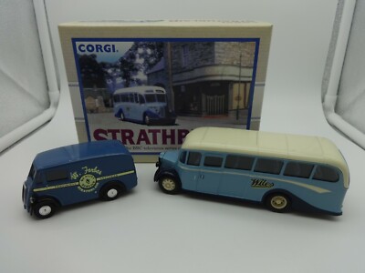 Corgi British BBC TV ''Strathblair'' Bedford OB Coach & Morris J Van - MIB