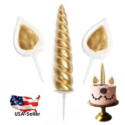 gold unicorn cake decoration topper includes unicorn horn